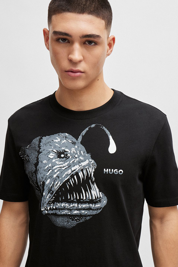 ΜΠΛΟΥΖΑ T-SHIRT HUGO - 001 ΜΑΥΡΟ